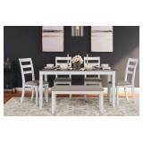 Ashley Stone Hollow Dining Table & Chairs W/ Bench