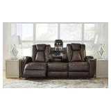 Ashley Mancin Chocolate REC Sofa w/Drop Table