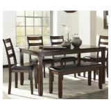 ASHLEY COVIAR DINING TABLE & CHAIRS WITH BENCH