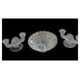 Fostoria Bowl & Double Candlesticks