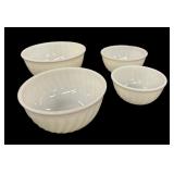 (4) Pc Vintage Ivory Swirl Fire King Mixing Bowls