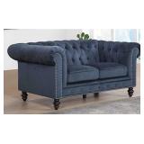 Grand Chesterfield Blue Velvet Designer Love Seat