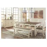 Ashley D647 Bolanburg Table + 4 Chairs & Bench