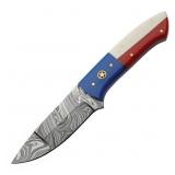 Damascus Texas Pride Fixed Blade Knife