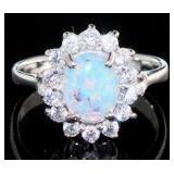 Oval 2.00 ct White Opal Halo Ring