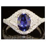 14kt White Gold 2.22 ct Sapphire & Diamond Ring