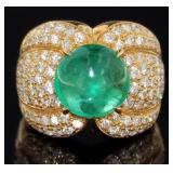 18kt Gold 5.89 ct Natural Emerald & Diamond Ring