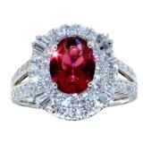 Oval 2.67 ct Ruby & VS Lab Diamond Ring