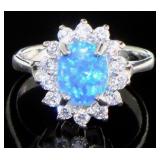 Oval Australian Blue Opal Dinner Ring