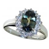 GIA Platinum 2.17 ct Sapphire & VVS Diamond Ring