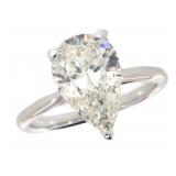 14k Gold 3.82 ct Pear Cut Lab Diamond Ring
