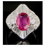 Platinum 4.95 ct Ruby & Diamond Ring