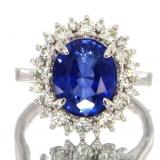 14kt Gold 6.08 ct Oval Sapphire & Diamond Ring