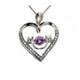Pink & White Sapphire Dancing Heart Necklace