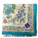 Yves Saint Laurent Teal Floral Scarf