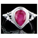 Pear Cut 2.00 ct Natural Ruby Ring