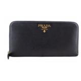 Prada Black Rounded Long Zipper Wallet