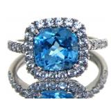 Cushion Cut 4.60 ct Blue Topaz Dinner Ring