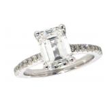 14k Gold 2.94 ct Emerald Cut Lab Diamond Ring