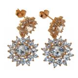 Brilliant 7.50 ct White Sapphire Dangle Earrings