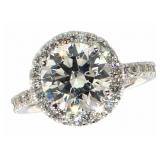 14k Gold 3.69 ct Round VS2 Lab Diamond Ring