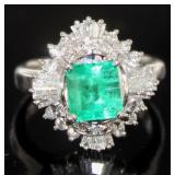 Platinum 2.26 ct Emerald & Diamond Ring