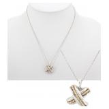 18k Gold & SS Tiffany &Co Signature Cross Necklace