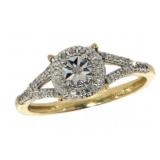 10kt Gold Split Shank Diamond Halo Ring