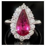 Platinum 5.09 ct Tourmaline & Diamond Ring