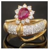 18kt Gold 1.32 ct Ruby & Diamond Ring