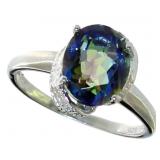 Natural 2.60 ct Ocean Mystic Topaz & Diamond Ring