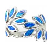 Elegant Australian Blue Opal Dinner Ring