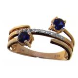 10kt Gold Elegant Sapphire & White Topaz Ring