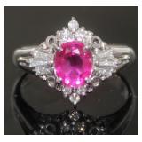 Platinum 1.37 ct GIA Ruby & Diamond Ring