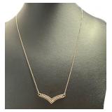 10kt Rose Gold 1/4 ct 18" Diamond Bar Necklace