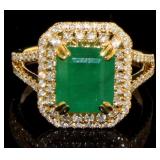 14kt Gold 3.75 ct GIA Emerald & Diamond Ring