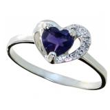 Quality Natural Iolite & Diamond Heart Ring