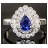 Platinum 2.82 ct Brilliant Sapphire & Diamond Ring