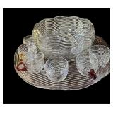 Duncan Miller Punch Bowl, Platter, Cups & Glass