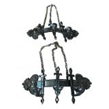 Pair Heavy Metal Wall Sconces
