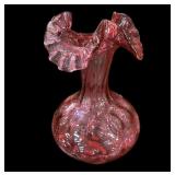 8.5 ï¿½ Fenton Thumbprint Cranberry Vase