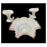 1940s Fenton Rose Crest Double Crimped 10 ï¿½ Bowl
