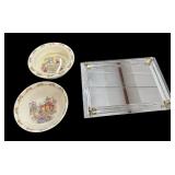 (2) Bunny Kins Cereal Bowls & Mirror Tray