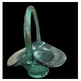 Vintage Fenton Fine Ribbed Emerald Basket