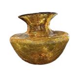 Amber Crackle Glass Vase