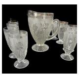 Iris Pattern Pitcher & 8 Glasses
