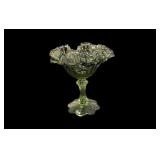 Fenton Green Cabbage Rose Art Glass