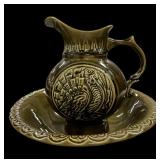 McCoy 1960s Green Turkey Pitcher & Bowl