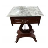 Marble Top Lire Mahogany Table