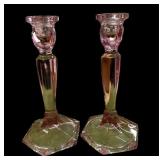 Pair Fenton Rose Candlesticks